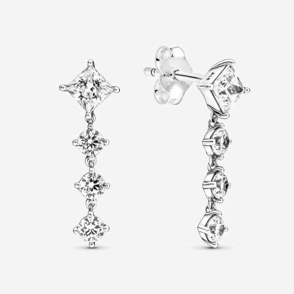 Sparkling Round Square Drop Earrings Pandora Australia